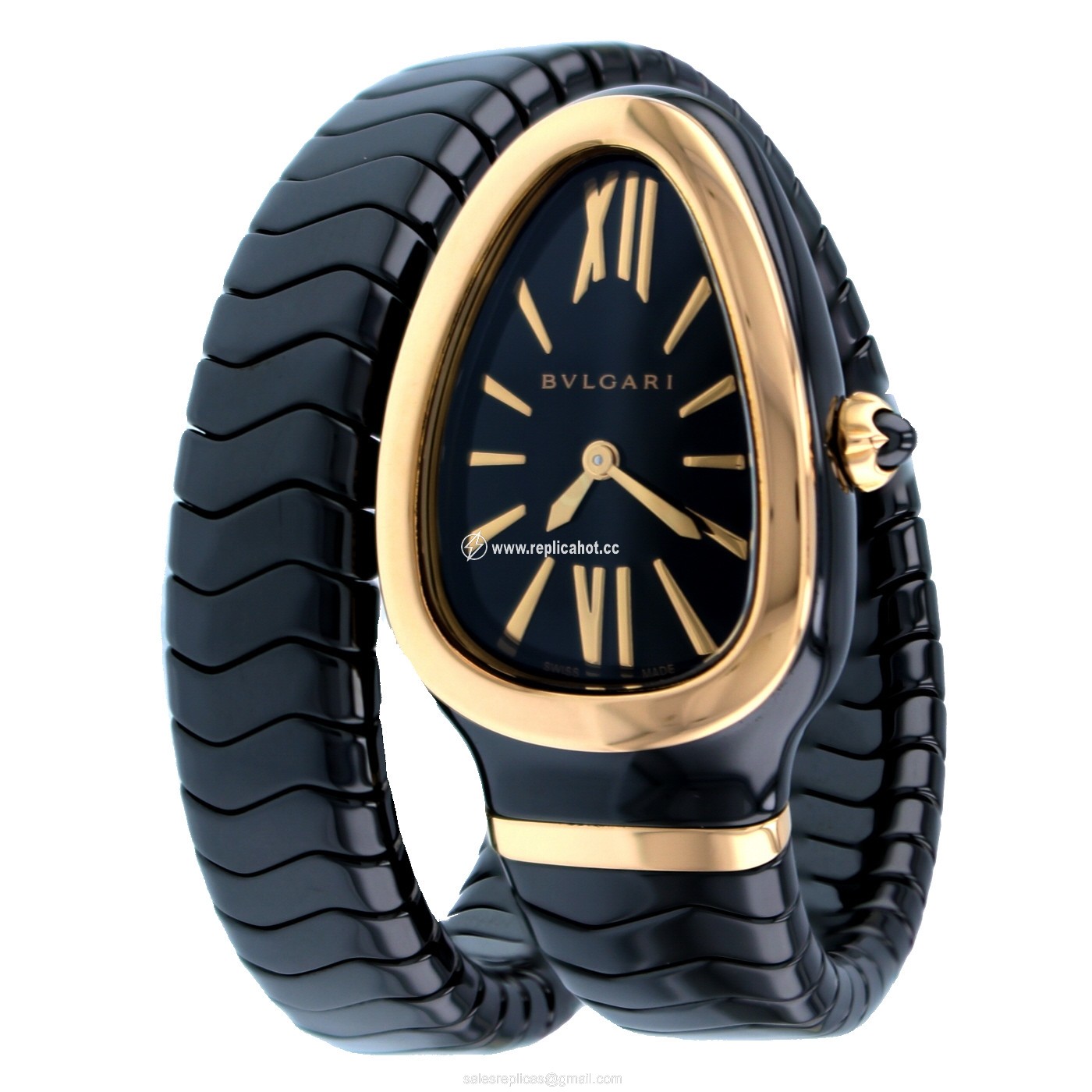 Bulgari Serpenti 102735 Quartz Movement Ladies Black Ceramic/18KRG