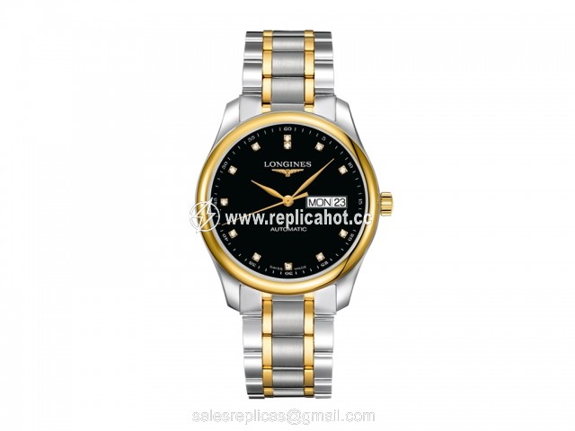 Longines Master Collection L27555577 Self winding mechanical movement beating at 28'800 vibrations per hours and providing 38 hours of power reserve Moment Caliber: L633 Ladies Stainless steel and 18 K yellow gold cap 200