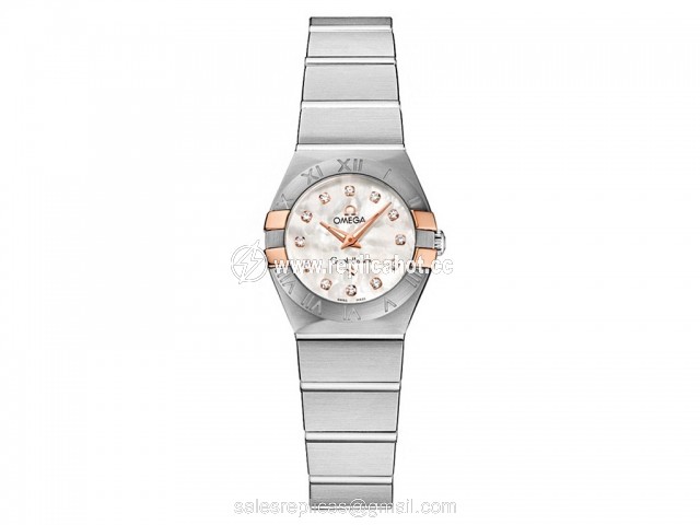 Omega Constellation 123.20.24.60.55.006 Quartz Movement Ladies Stainless Steel & Yellow Gold Grey Band