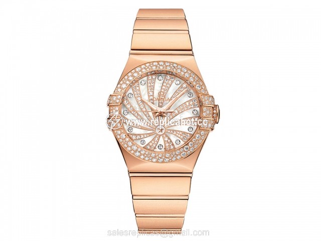 Omega Constellation 123.55.24.60.55.013 Quartz Movement Ladies 18k Rose Gold