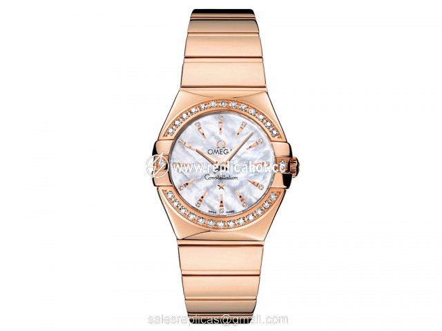 Omega Constellation 123.55.27.60.55.006 Quartz Movement Ladies 18k Rose Gold Red Band