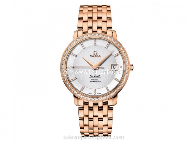 Omega De Ville 413.55.37.20.52.001 Mechanical with automatic winding Mens 18k Rose Gold Red Band